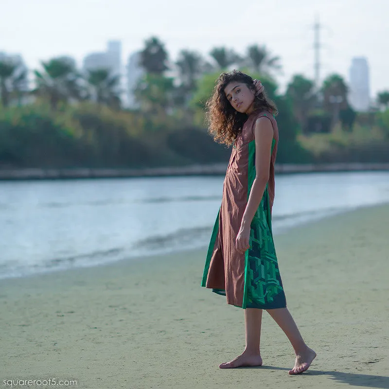 Dress "Cosmic Tetris" Model "BG"  Brown-Green